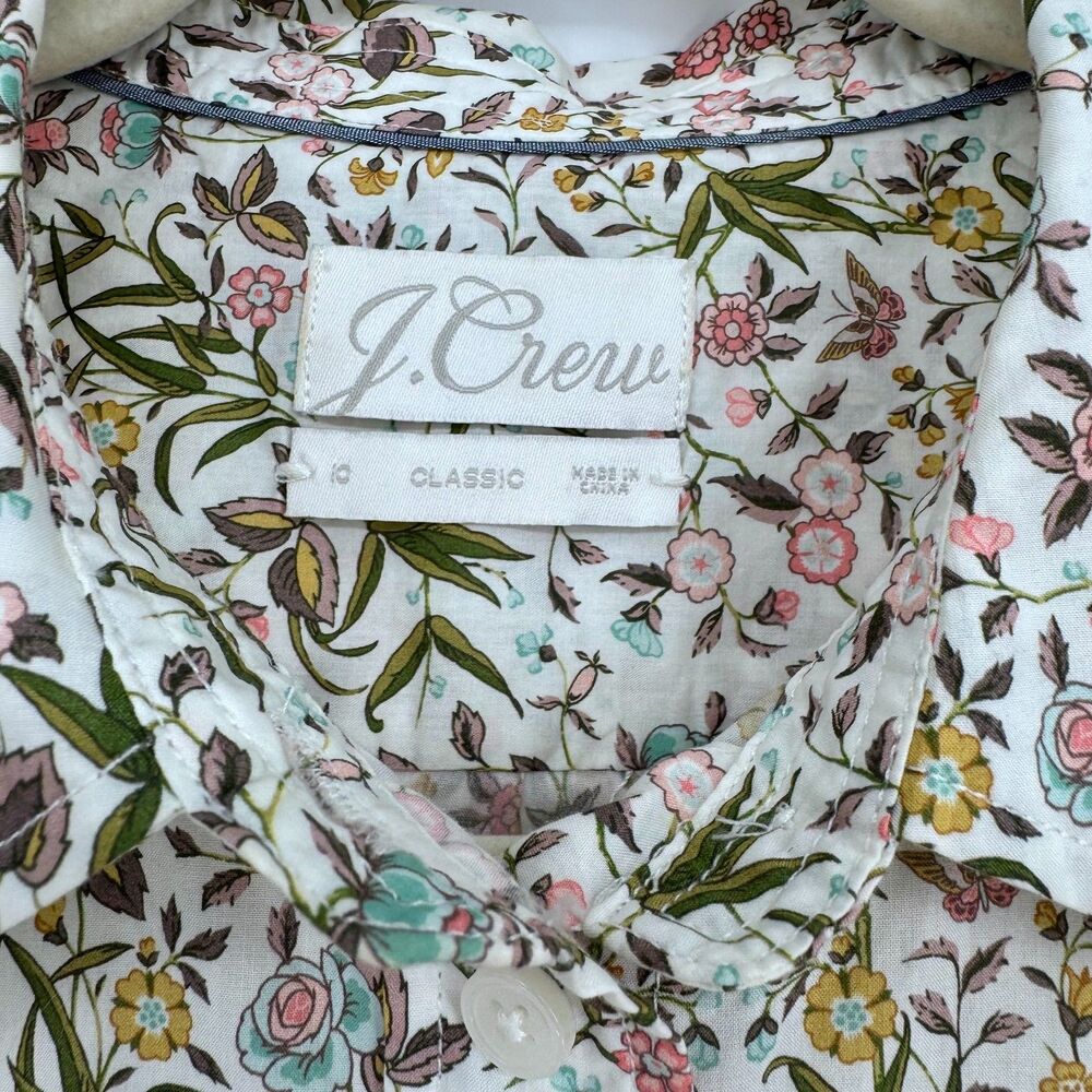 J.Crew Liberty Fabric Floral Shirt Womens 10 Classic Fit Button Down Cotton - Picture 3 of 9
